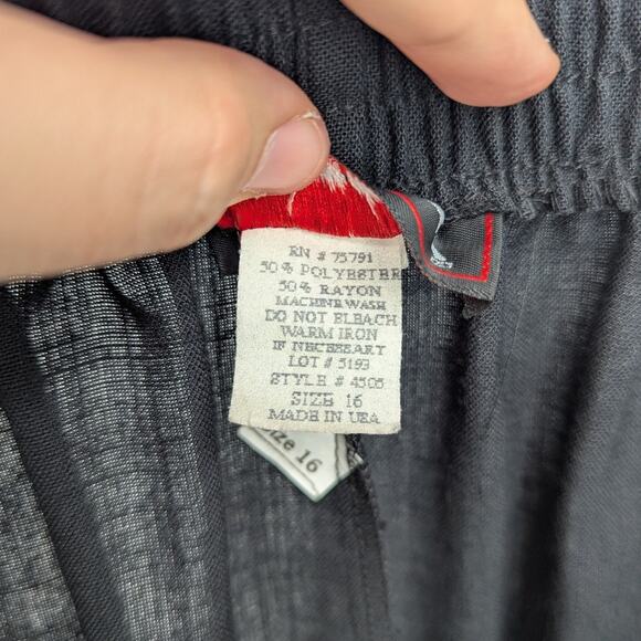 Vintage Jara Black Front Button Elastic Waist Skirt Size 16 Made in USA - Picture 4 of 4